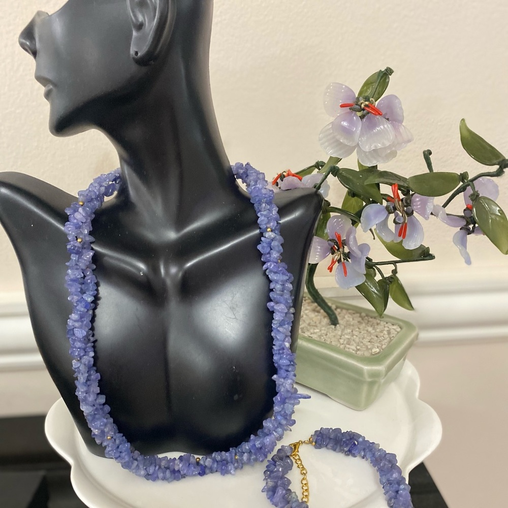 STAUER 3 STRAND FINE Gemstone necklace with bracelet